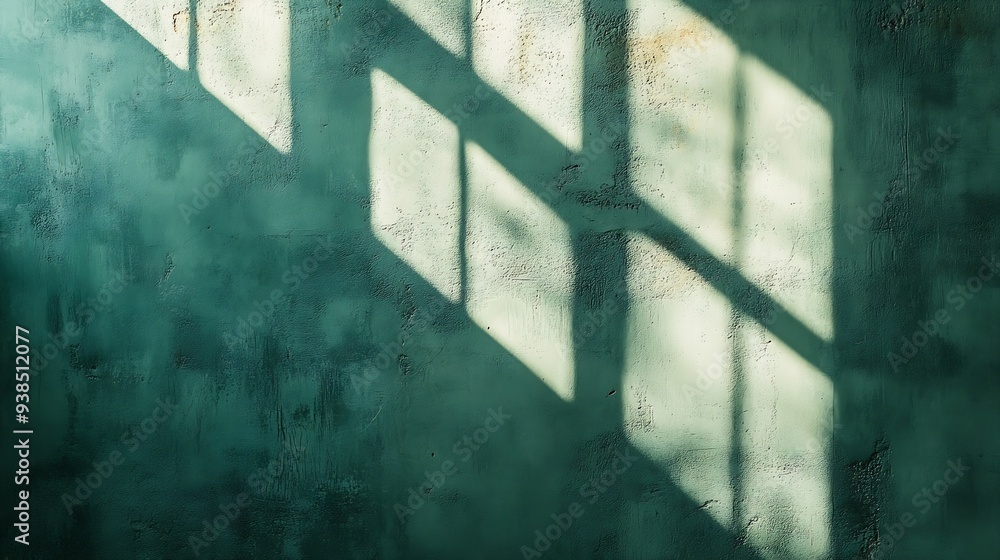 Poster minimal abstract green concrete background with light for product displayed shadow and light from windows on rustic plaster wall green studio backdrop cosmetic beauty presentation back : Generative AI