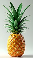 Fototapeta premium A pineapple with green leaves, rendered in 3D 
