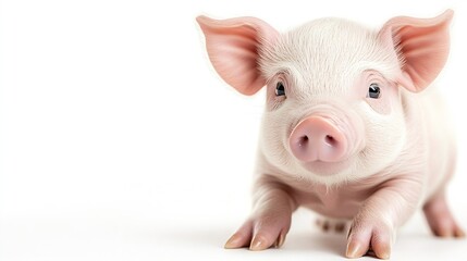 Little pink pig isolated on white background : Generative AI