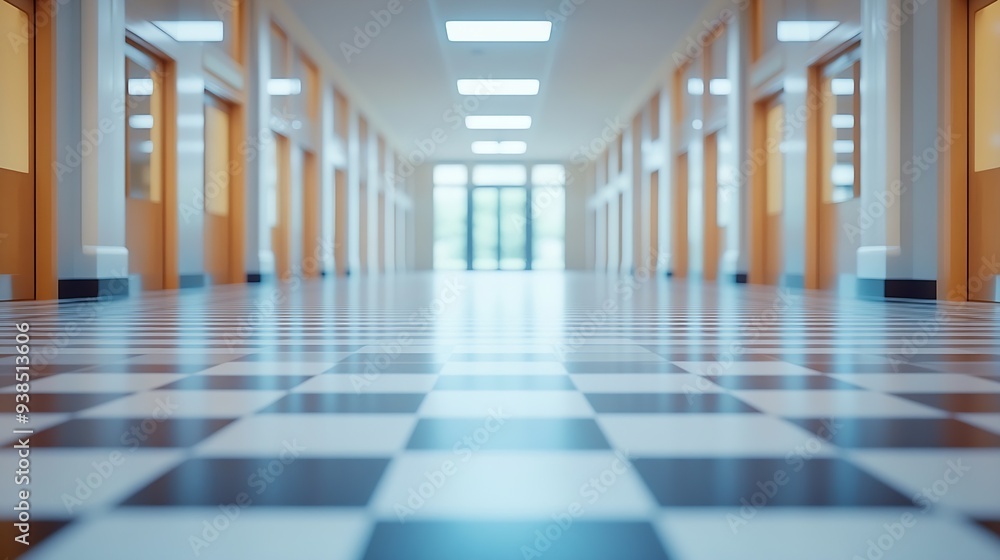 Poster abstract blur canteen room background office building or university lobby hall blur background with 