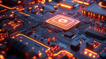 Obraz premium A glowing AI-powered security system with real-time monitoring and predictive threat analysis, symbolizing safety through technology