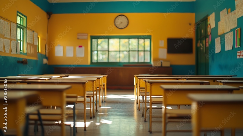Poster empty classroom of a primary school from india : generative ai