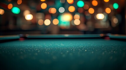 Close-Up of green Table with Blurred Casino Background