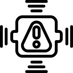 Obraz premium System integration showing warning sign with data flow, concept for software development