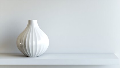 Close-Up of Contemporary Home Decor Store Displaying a Single Vase on a White Shelf