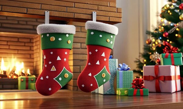 2D cartoon style Christmas stocking