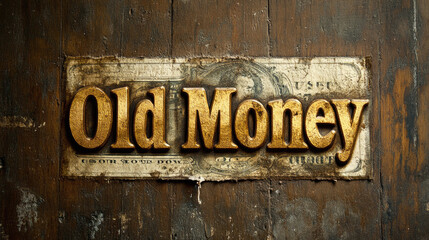 Fototapeta premium Old Money written in gold lettering. Social media meme for rich, wealthy