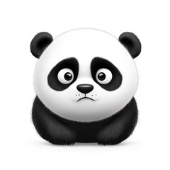 Fototapeta premium A sad panda emoji expresses its feelings with big, adorable eyes and fluffy fur in a whimsical digital art style