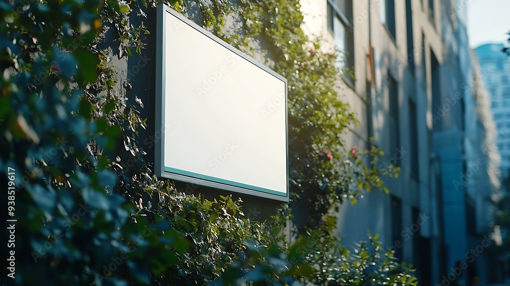 Poster billboard mockup on the wall of a building with an empty outdoor advertising screen : generative ai