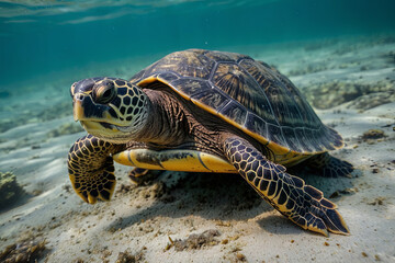 Obraz premium a magnificent happy turtle 