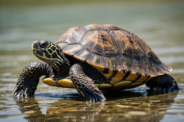 Naklejka premium a magnificent happy turtle 