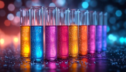 The tubes that are filled with chemicals are in different colors and are useful in medical laboratories and look so amazing with a shiny background design 