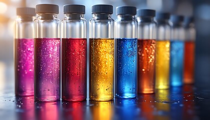  The tubes that are filled with chemicals are in different colors and are useful in medical laboratories and look so amazing with a shiny background design 