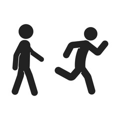 Bundle set pictogram man walking an running, isolated sport sign