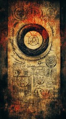 Fototapeta premium Ouroboros Ancient Scroll Various Gnosticism, Alchemy Religion Spiritual Symbol