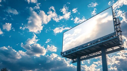 Large blank outdoor billboard with sky background Promotional information for announcements and marketing details : Generative AI