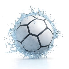 Water Splashing Around a Dynamic Soccer Ball in Motion