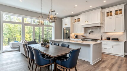 Explore stunning photos of a renovated luxury kitchen and dining room Modern trendy exclusive and amazing design await : Generative AI