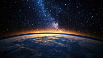 A breathtaking view of Earth from the ISS, with the Milky Way galaxy and stars overhead
