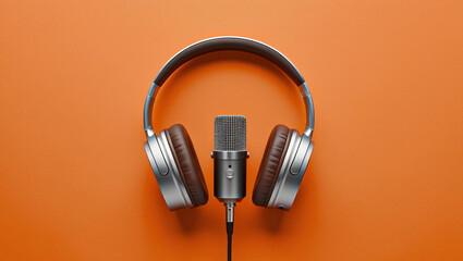 podcast equipment headphones and microphone 
