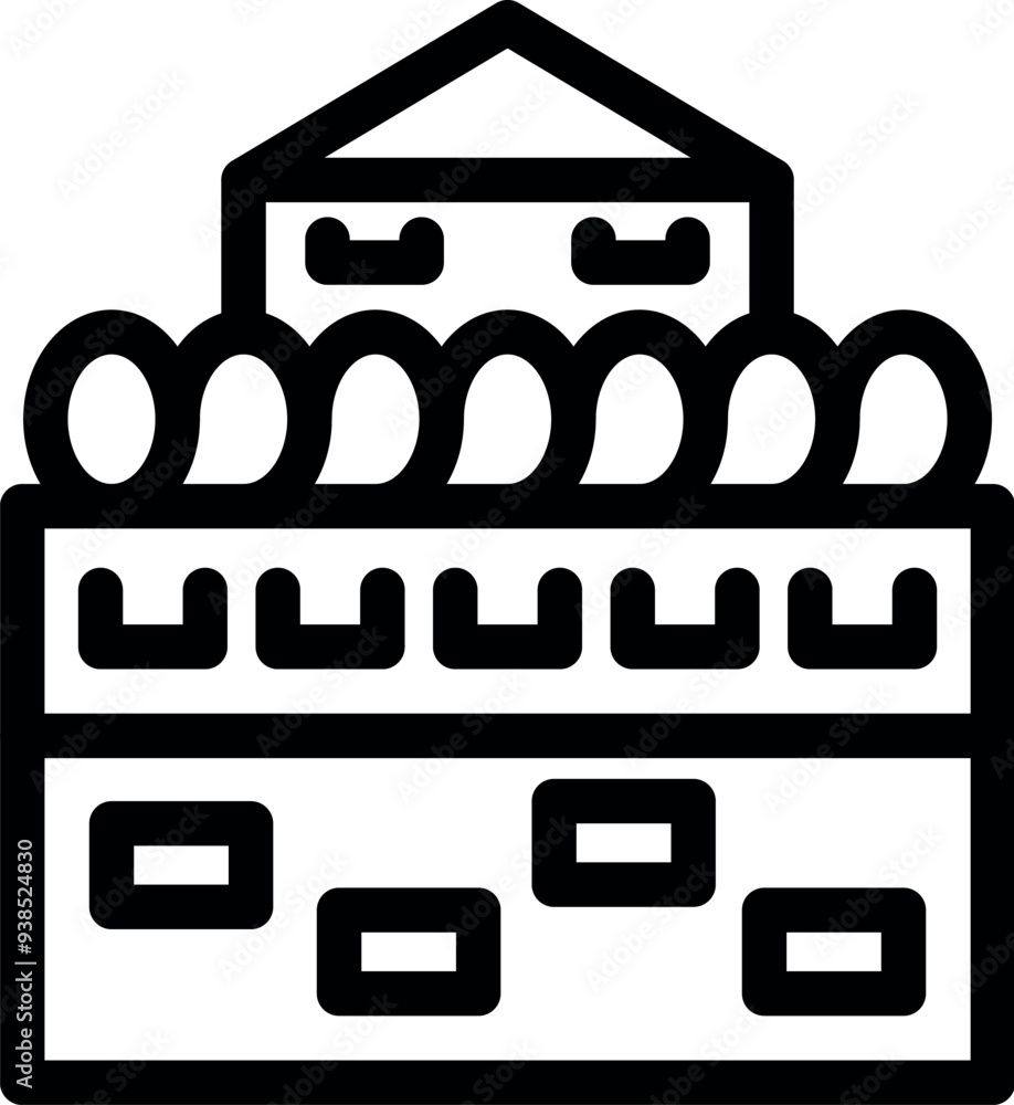 Canvas Prints Simple black and white icon of a house behind a wall, perfect for representing privacy, security, or home