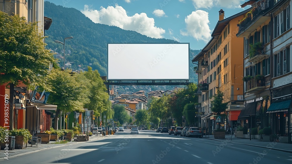 Poster 2 largeformat billboards on top of each other on a street in switzerland in ticino lugano : generati