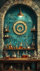 Obraz premium Ouroboros Alchemist's Lab Various Gnosticism, Alchemy Religion Spiritual Symbol