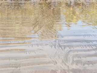 beautiful pattern of wet sand at the beach