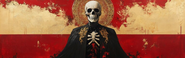 Detailed Portrait of Santa Muerte in Ornate Robes