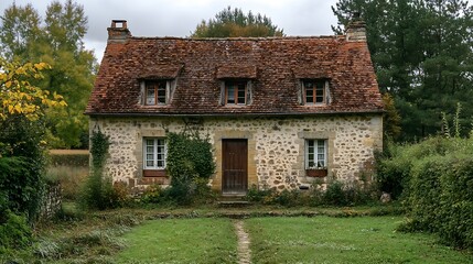 Obraz premium Old house in ChteauLandon a rural village of the Gtinais in the French department of SeineetMarne France : Generative AI