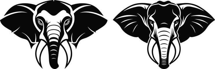 Elephant head vector silhouette 