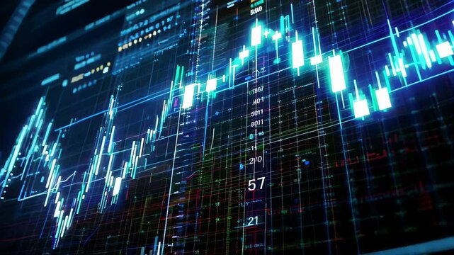 digital data footage with chart and graph