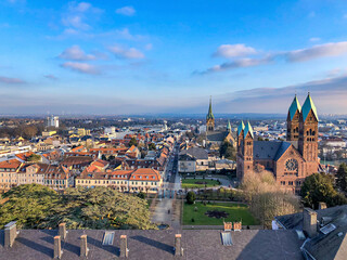 Obraz premium view to the skyline of Bad Homburg with Frankfurt in background