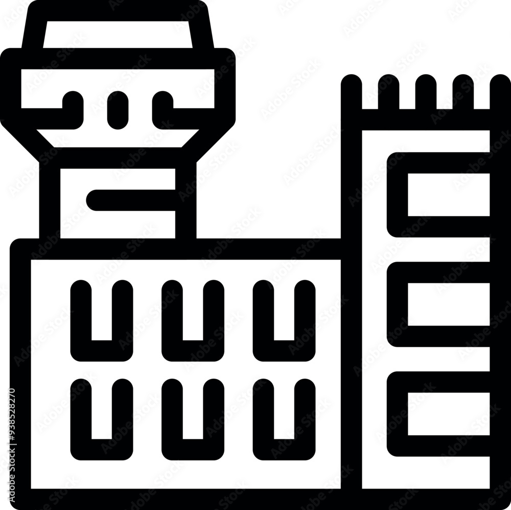 Poster simple icon representing an airport control tower, essential for managing the safe and efficient flo