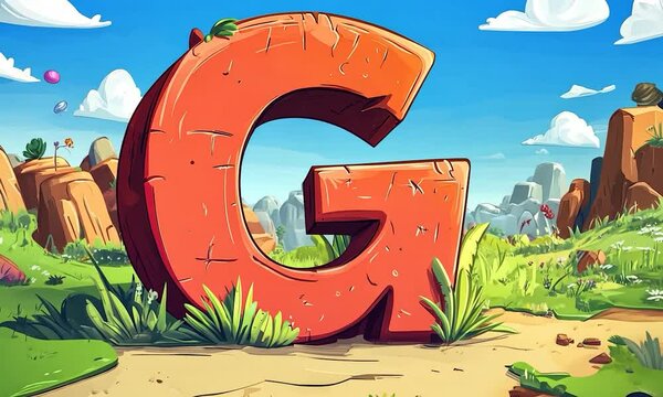 2D cartoon style illustration of a child s letter g in an authentic appearance raster version