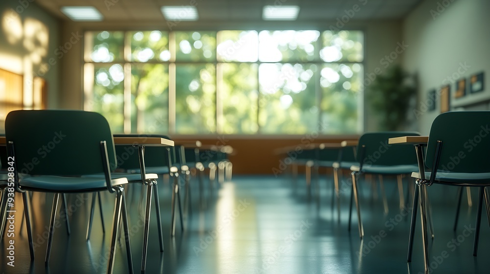 Aufkleber empty classroom with chairs and desks : generative ai