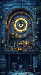 Obraz premium Ouroboros Alchemist's Lab Various Gnosticism, Alchemy Religion Spiritual Symbol