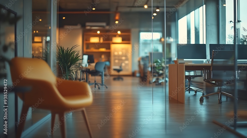 Leinwandbilder Photo of a modern office where programming digital marketing and web design projects are done Office with modern furniture and glass office : Generative AI