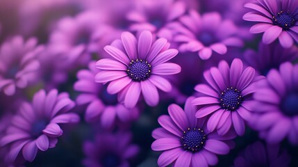 Obraz premium Vibrant purple flowers Captivating images of radiant purple blooms showcasing natures beauty in a burst of color Perfect for adding a touch of elegance to any project or design : Generative AI