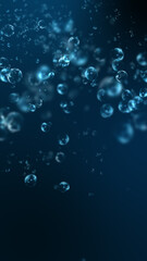 Underwater background with water bubbles rising up.