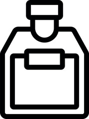 Black and white icon of a bottle with a label, perfect for representing a variety of products