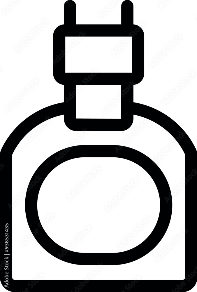 Poster line art icon of a smart bottle connecting to an energy source