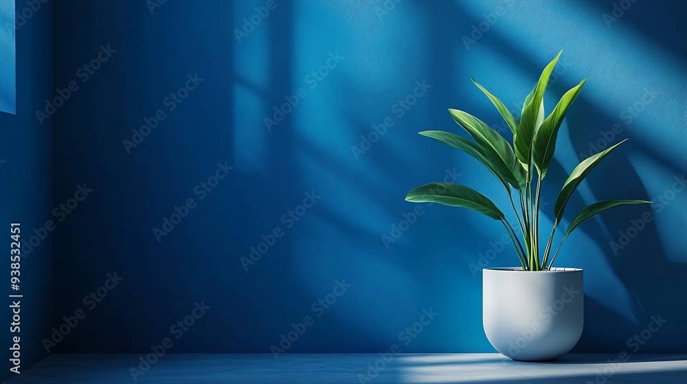 Poster blue background dark 3d studio minimal kitchen table display room abstract scene business light shad