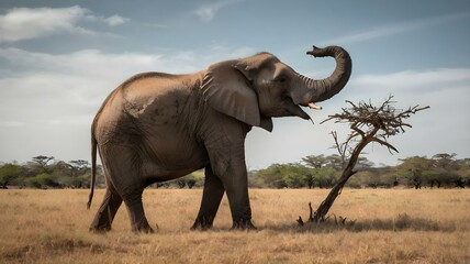 Obraz premium Lonely elephant on tree