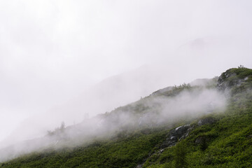 Mountain landscape in Glacier Bay National Park in southeastern Alaska during summertime