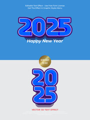 2025 logo vector with a combination of blue color in the letters vector 3D editable text effect