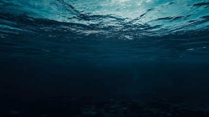 Dark blue ocean surface seen from underwater which is very beautiful