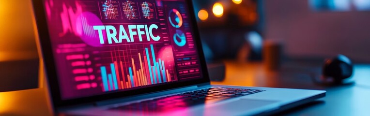 Close-Up of Laptop Screen Showing Website Traffic Analytics