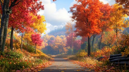 Vibrant Autumn Forest Path