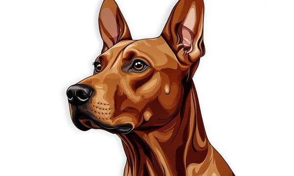 2D cartoon style portrait of a Sabueso Espanol dog isolated on white Digital illustration for web t shirt design and pet food packaging featuring this unique scent hound breed